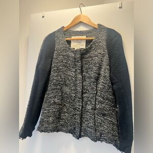 CARTONNIER for Anthropologie Knit Snap Front Jacket Sweater, Black Size L